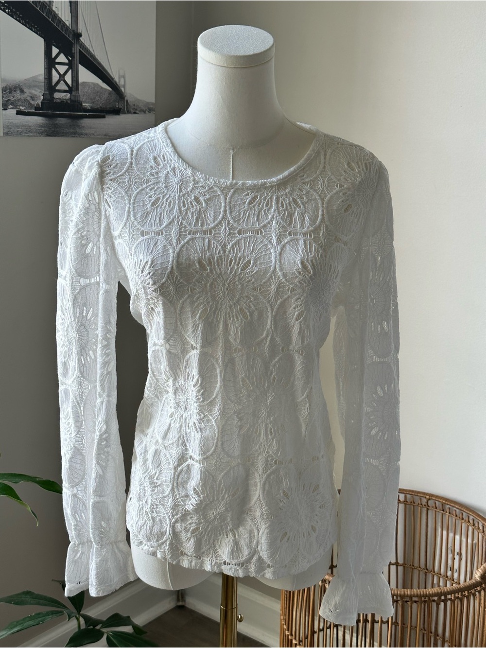 Romantic White Cotton Lace Bell Sleeve Blouse | Cottagecore Boho Top